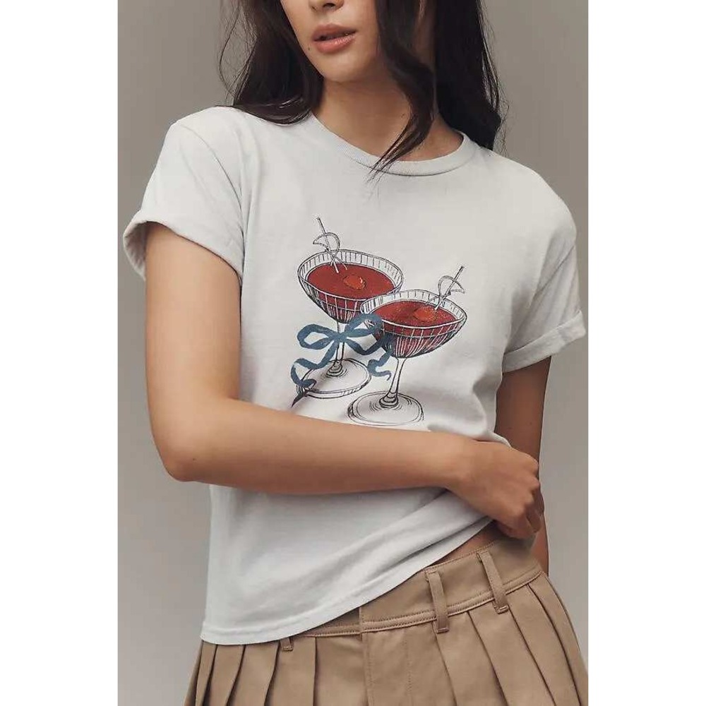 By Anthropologie Cocktail Graphic Tee Size Large